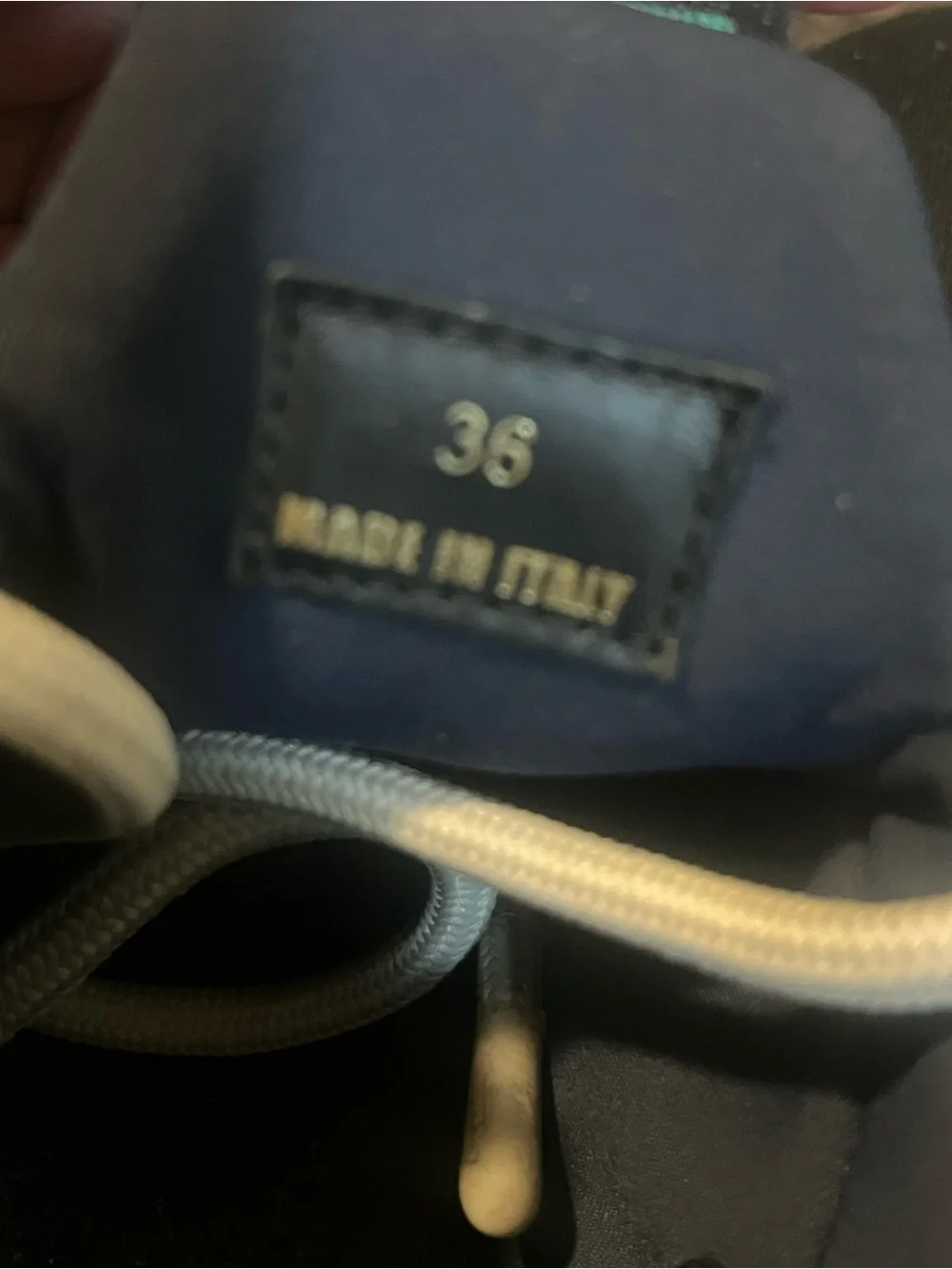 Versace Men’s Chain Reaction Sneakers in Blue, Gray & Red with Teal Accents